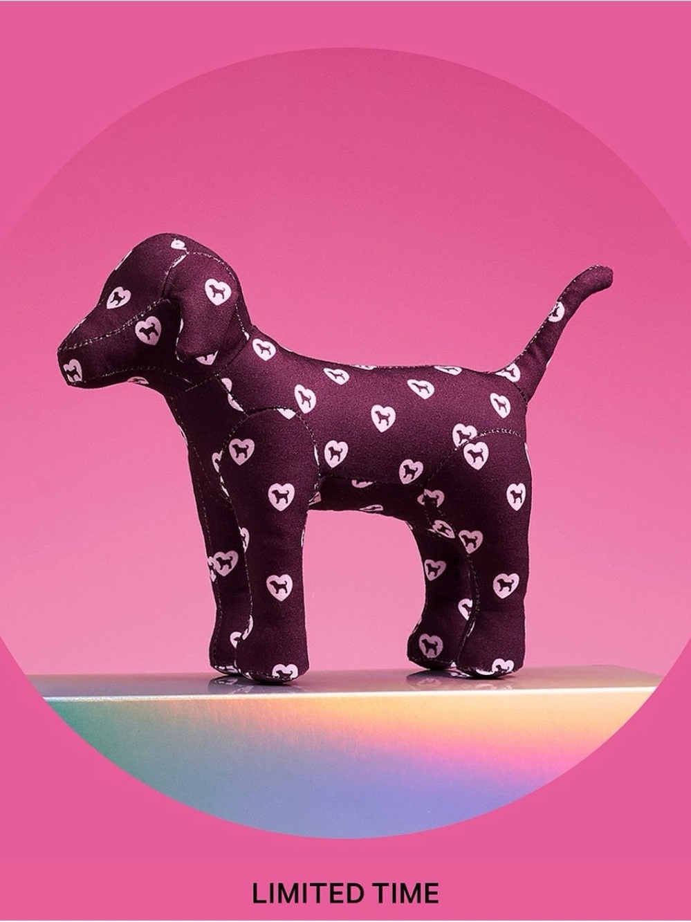 Victoria's Secret PINK FRIDAY “LOVEY” Heart Logo Maroon Burgundy Mini Dog 2026